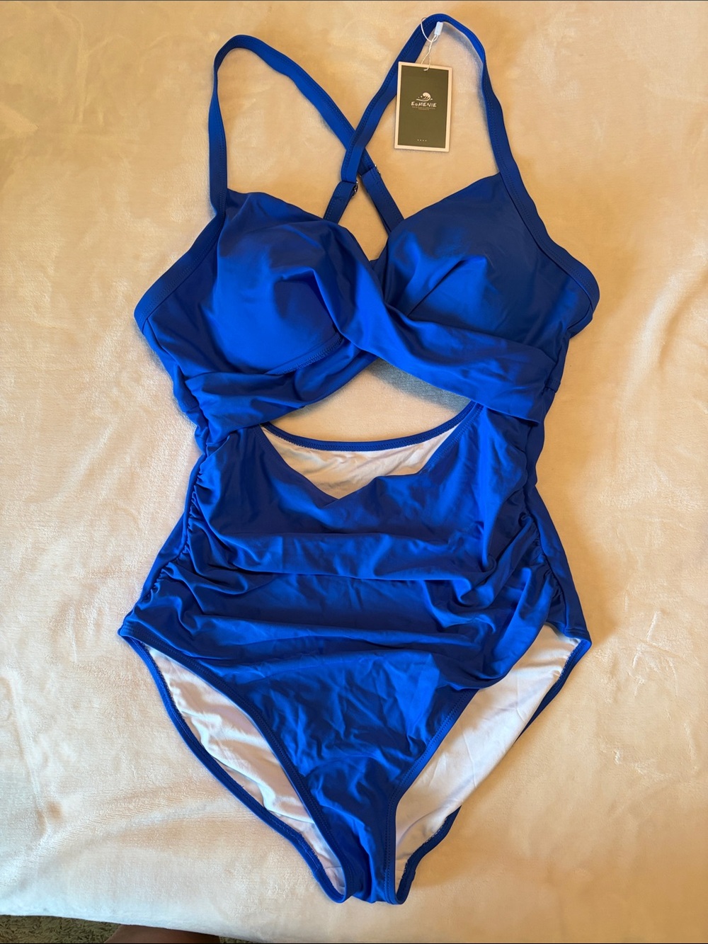 Ruche Blue One-Piece Bodysuit with Supportive Cups